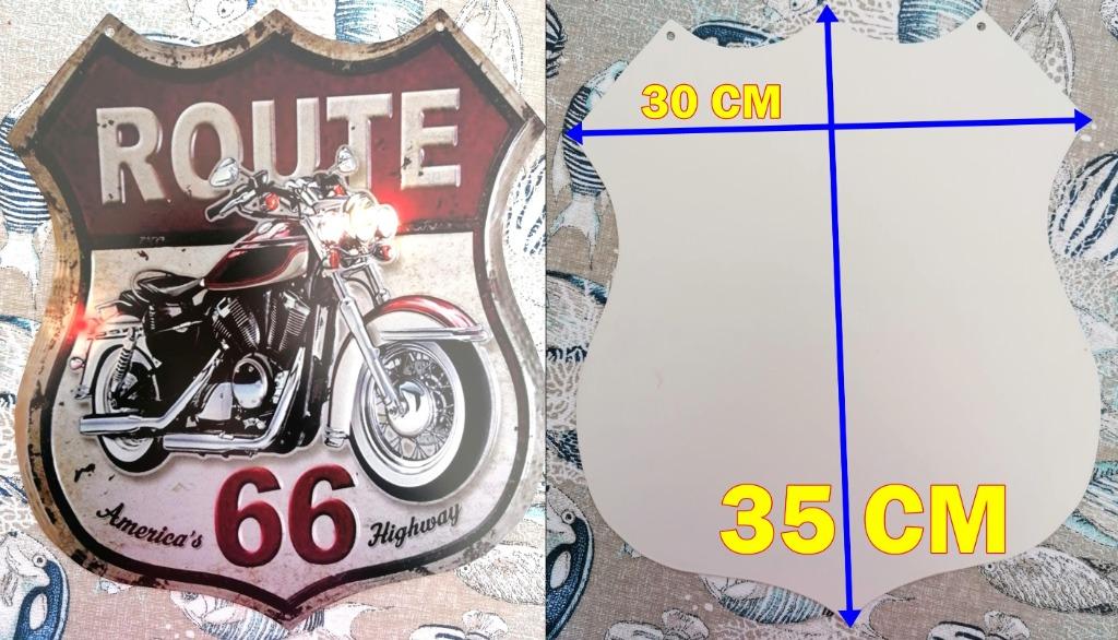 PLAAT TOLE- ROUTE 66-AMERICAS-HIGHWAY-MOTO ROUTE 66-AMERICA, Verzamelen, Verzenden, Nieuw, Reclamebord