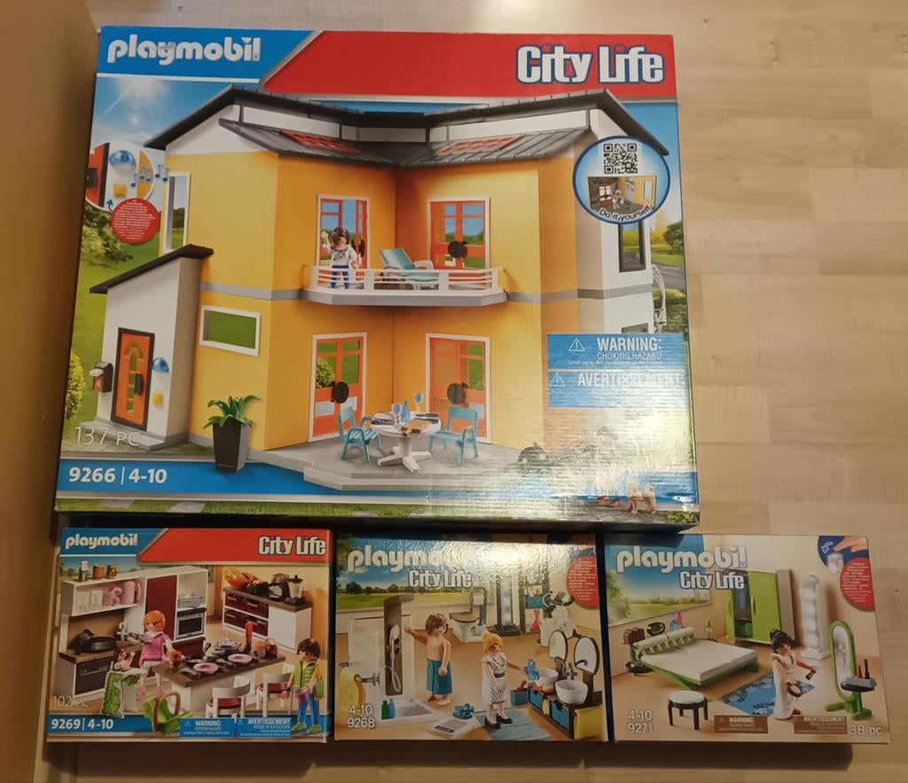 Playmobil City Life modern woonhuis met 3 kamers, Kinderen en Baby's, Speelgoed | Playmobil, Ophalen, Zo goed als nieuw, Complete set