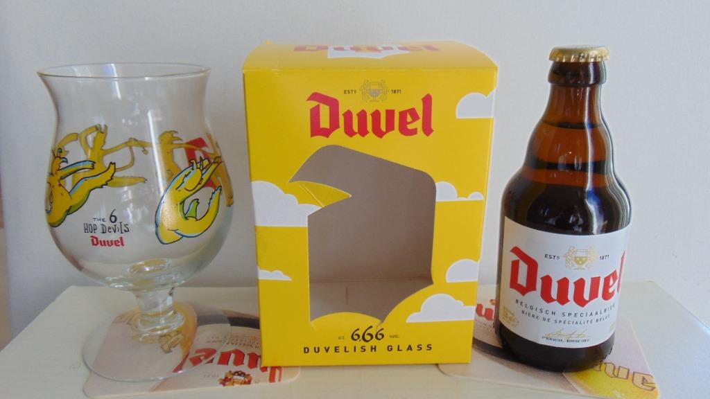 Duvelglas les six Hopdevils + 1 Duvel + Tampons en feutre, Enlèvement ou Envoi, Comme neuf, Verre ou Verres, Duvel