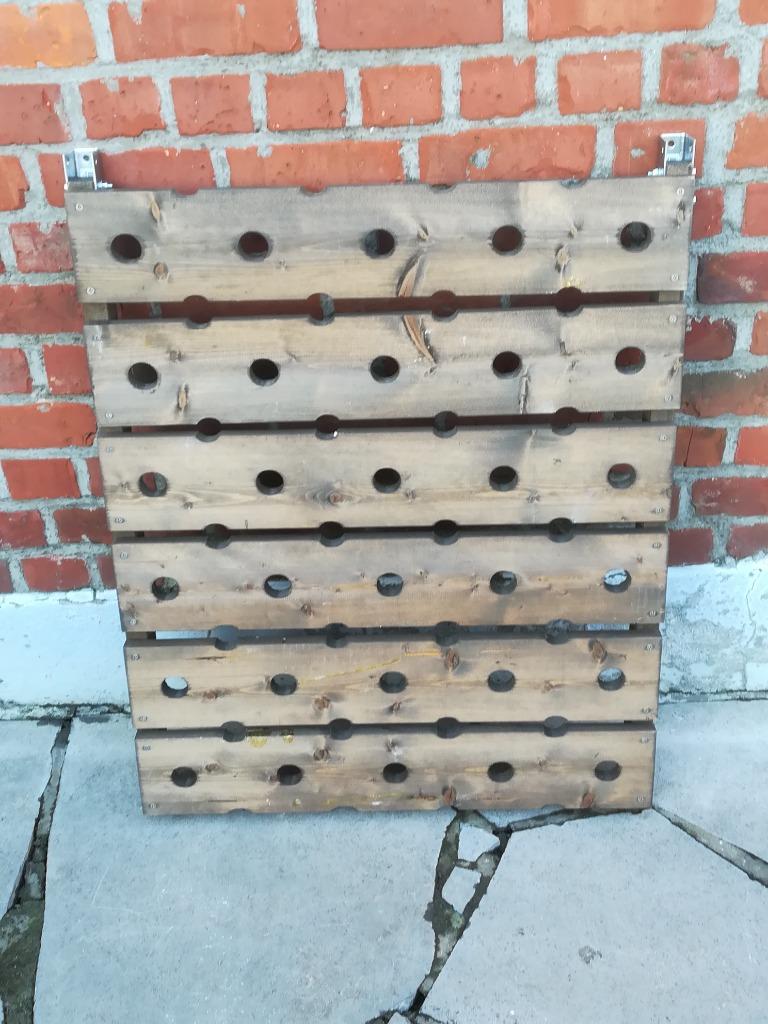 Houten wijnrek 30 flessen om op te hangen, Huis en Inrichting, Woonaccessoires | Wijnrekken, Zo goed als nieuw, Hout, 25 flessen of meer