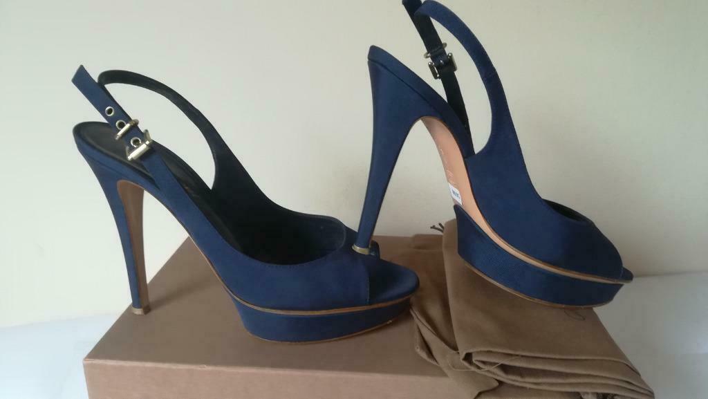 569B* GIANVITO ROSSI sexy sandales luxe bleues full cuir 39, Escarpins, Gianvitto Rossi, Porté, Bleu