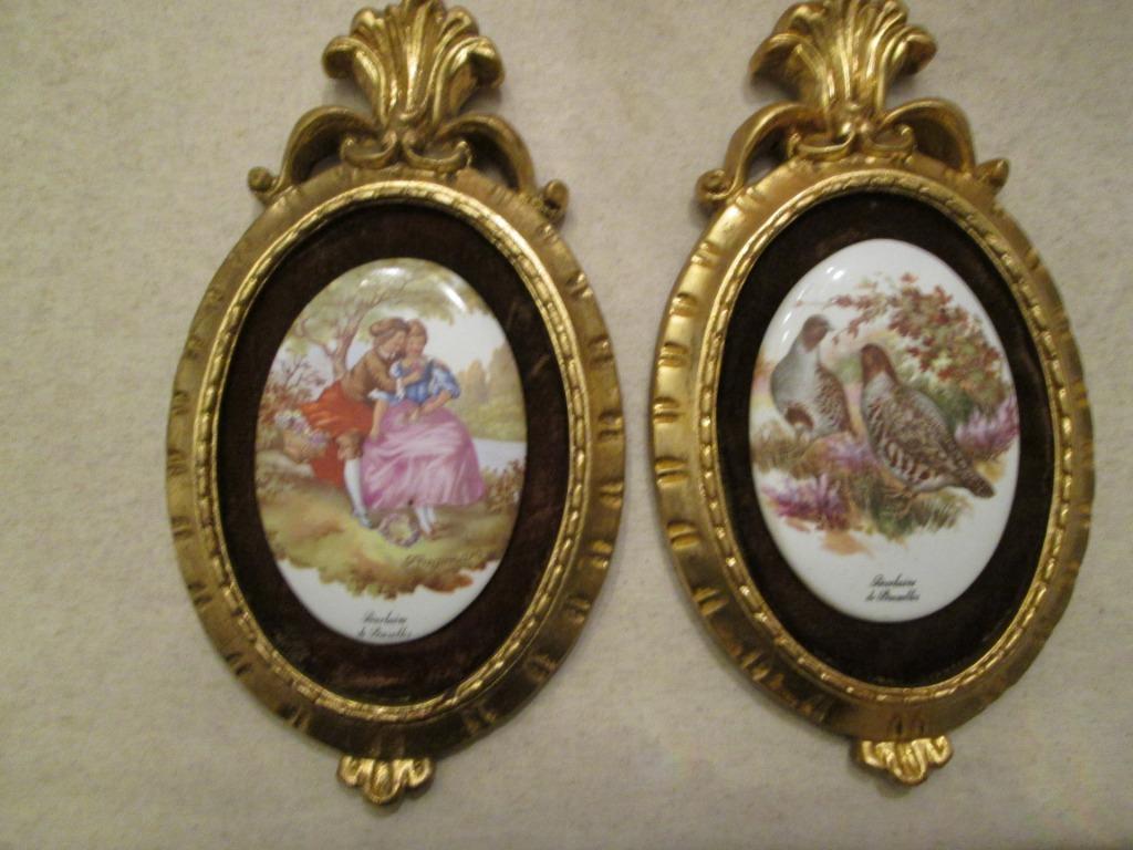 Vintage wanddecoratie 2  ovalen vergulden kaders  met Brusse, Huis en Inrichting, Ophalen of Verzenden, Gebruikt