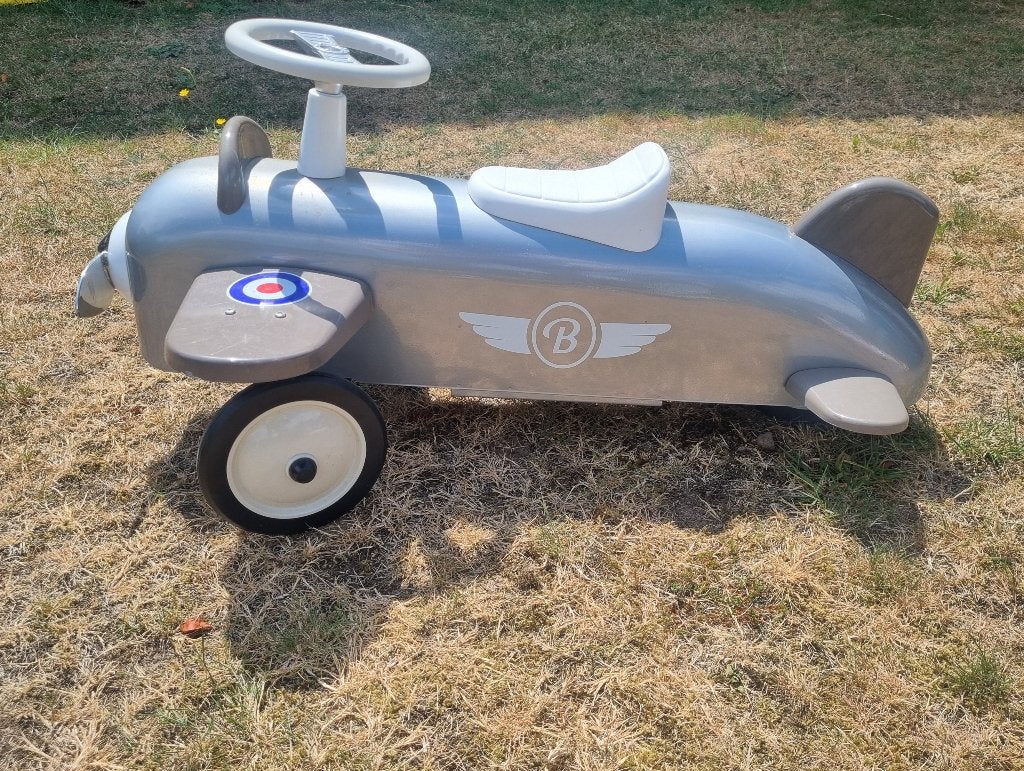Baghera Retro Metalen Loopauto Vliegtuig – Vintage Grijs, Ophalen, Gebruikt