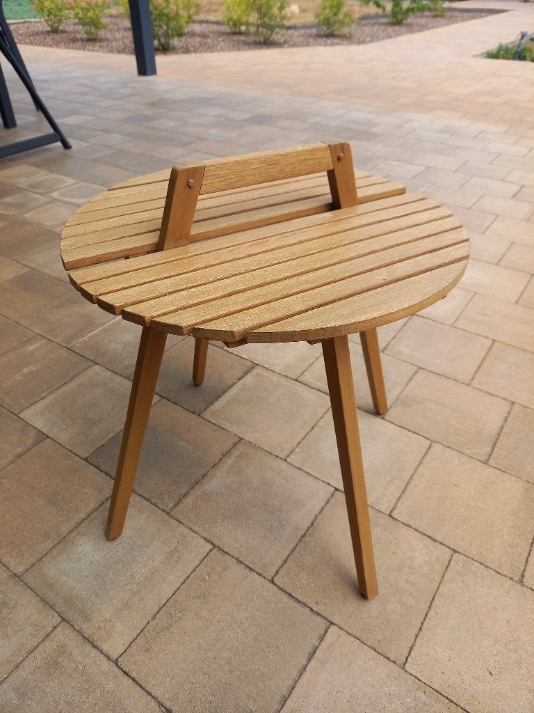 Bijzettafeltje, Tuin en Terras, Tuintafels, Ophalen of Verzenden, Zo goed als nieuw, Rond, Hout