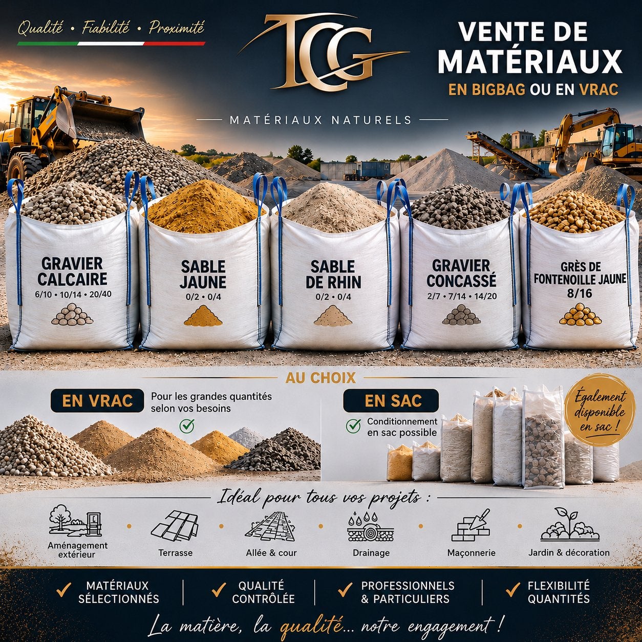 Vente de materiaux, Jardin & Terrasse, Gravier, Rochers & Caillasse, Neuf, Enlèvement ou Envoi, Gravier, Multi couleur