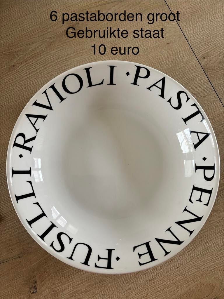 6 grote pastaborden, Ophalen, Zo goed als nieuw, Overige stijlen, Bord(en)