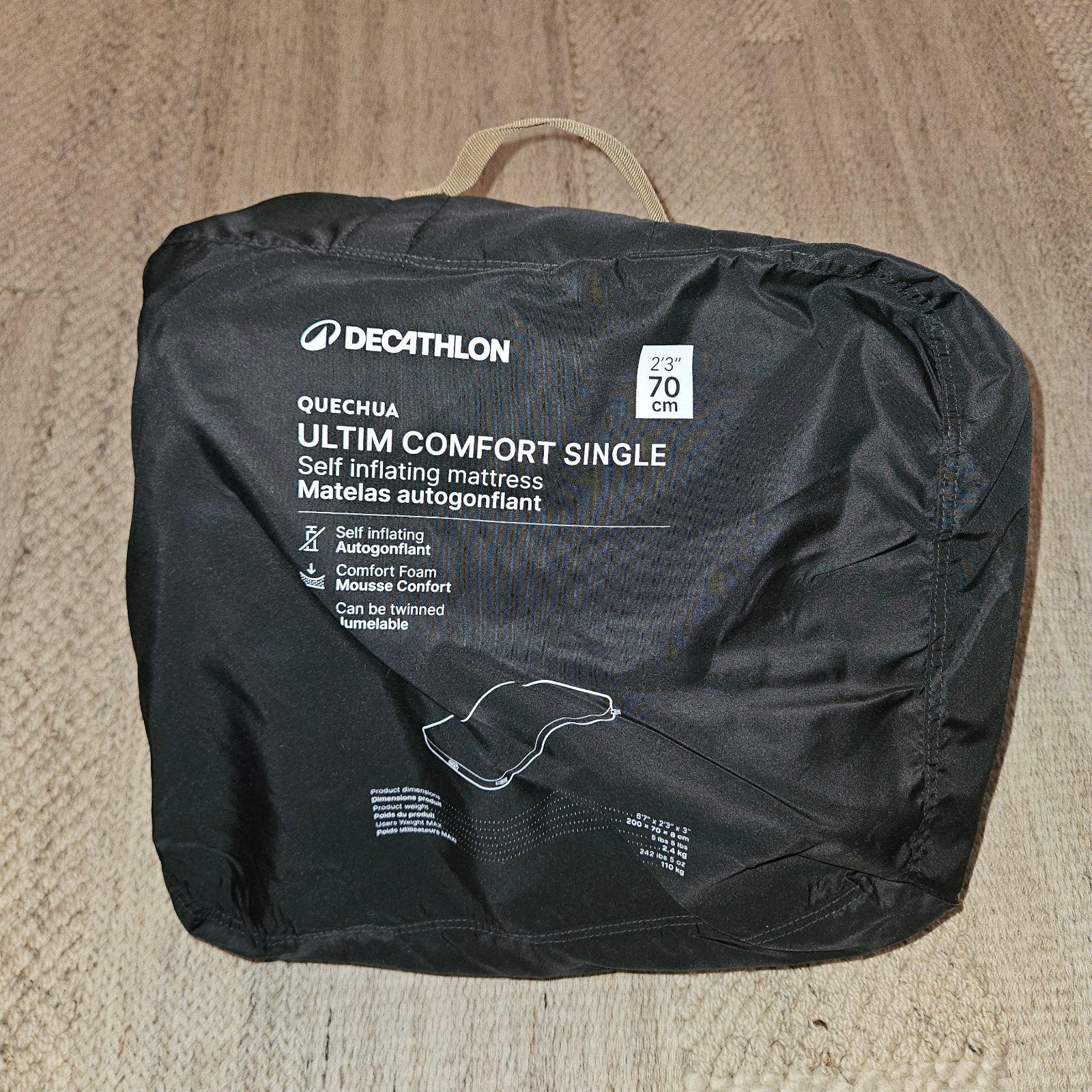 Zelfopblazend luchtbed voor kamperen Ultim Comfort 200x70 cm, Enlèvement, Pompe intégrée, Neuf, 1 personne
