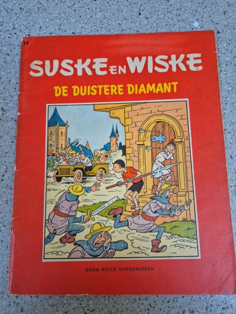 Suske en Wiske nr. 34 – Duistere Diamant – Eerste druk 1958, Boeken, Stripverhalen, Ophalen of Verzenden, Gelezen, Willy vandersteen