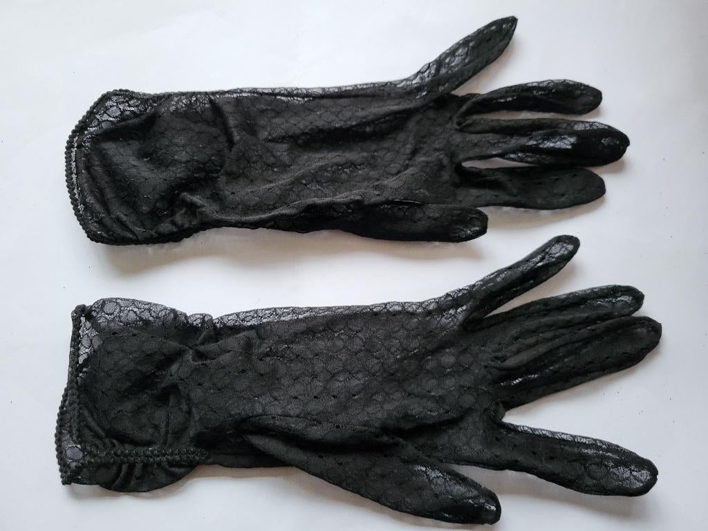 vintage zwarte handschoenen jaren 60 - 70, Ophalen of Verzenden, Gedragen, Handschoenen