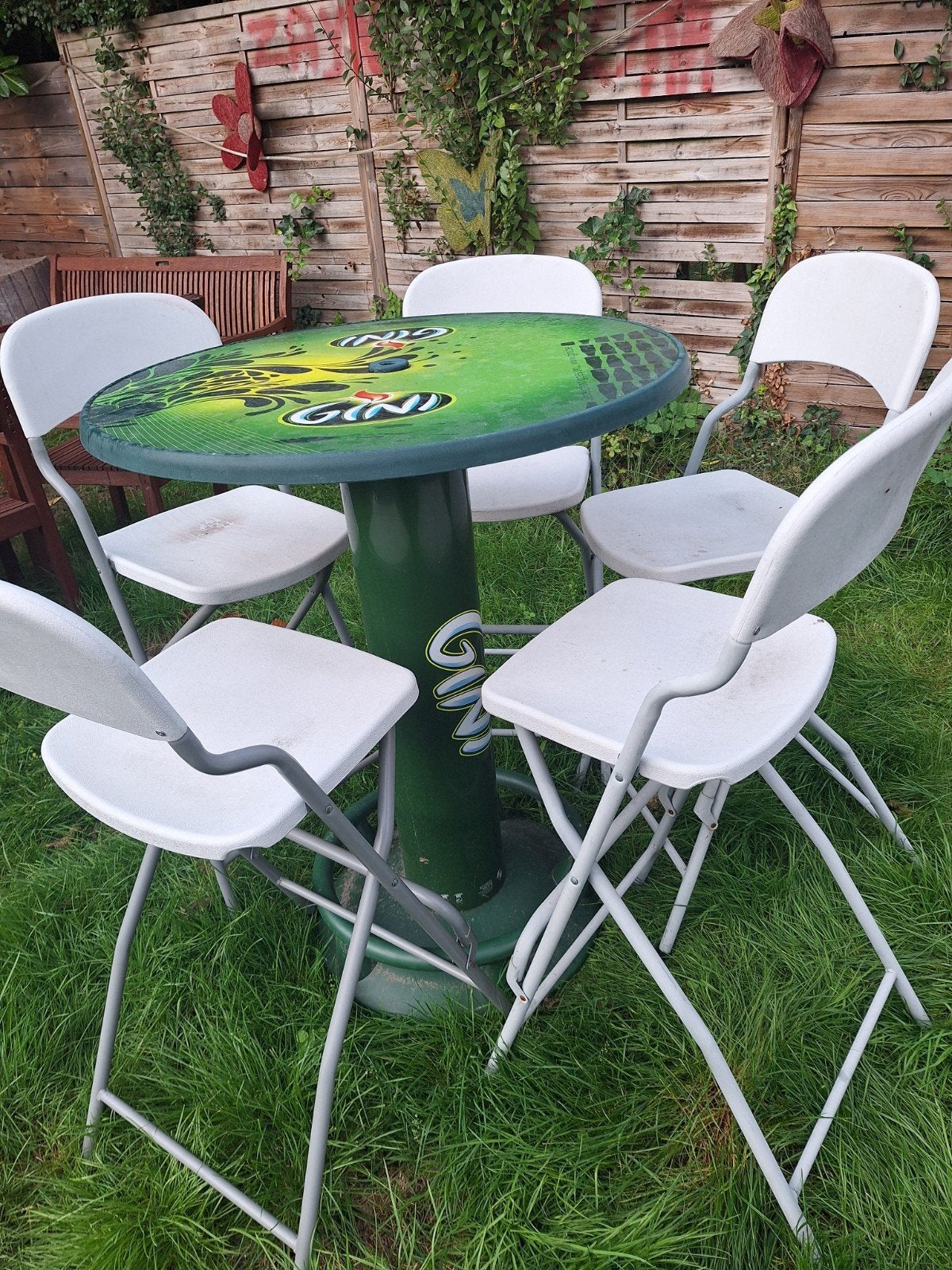statafel met 5 barstoelen, Tuin en Terras, Ophalen, Gebruikt, Tuinset