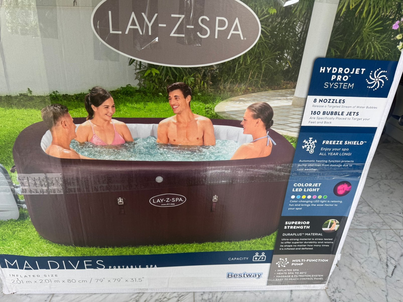 Nieuwe Lay-Z-Spa Maldives HydroJet Pro (7 Personen), Tuin en Terras, Ophalen, Nieuw, Vast