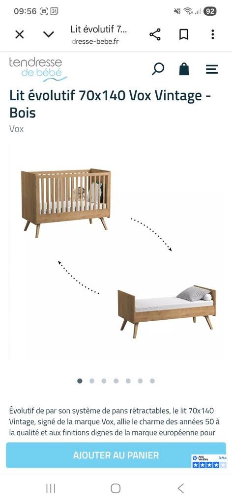 Lit bébé évolutif 140cm x 70 + matelas, Enlèvement, Matelas