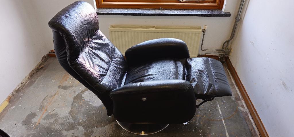 HJORT KNUDSEN Deens design zwart leer fauteuil, Enlèvement, Utilisé, Cuir