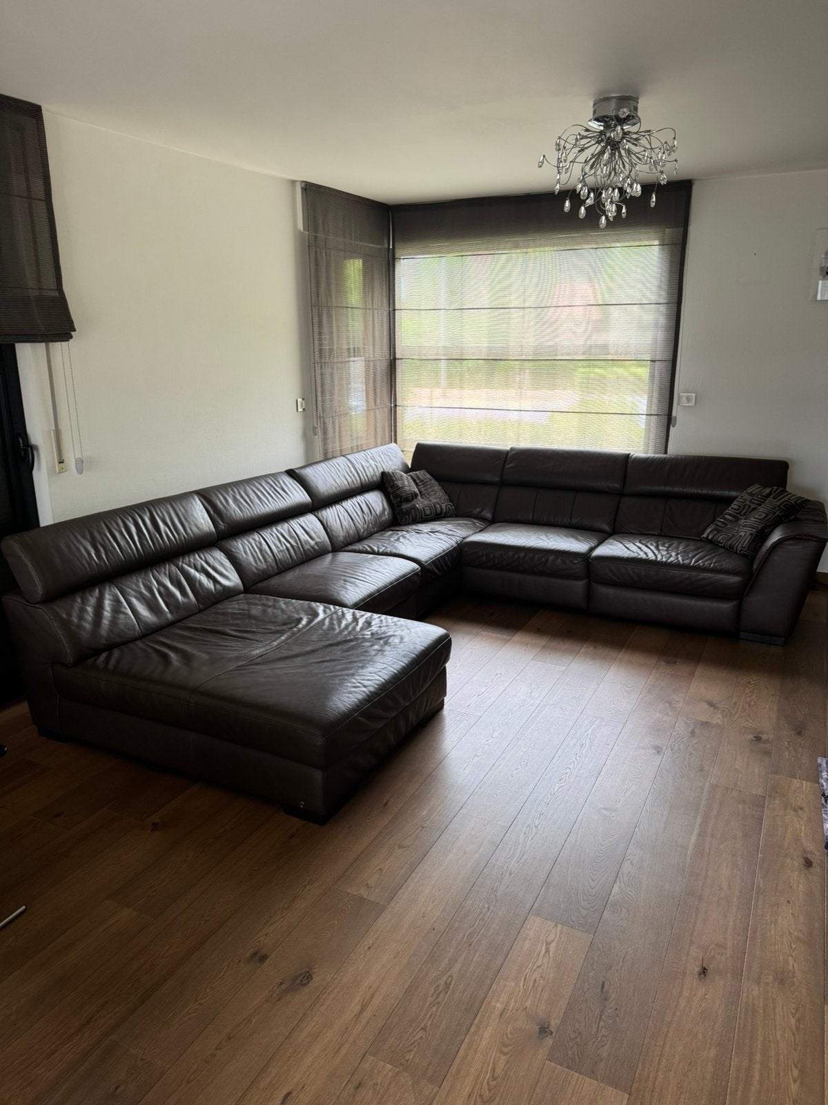 Natuzzi lederen zithoek (bruin), Huis en Inrichting, Ophalen, Gebruikt, Leer