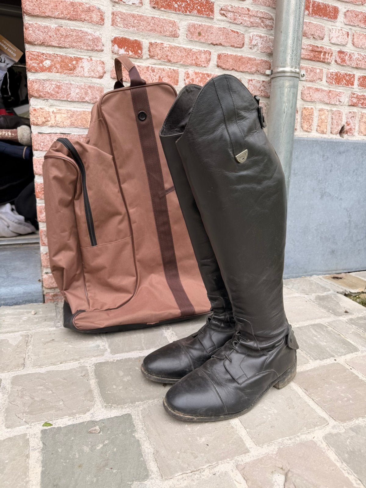 Rijlaarzen Pionier maat 42 + laarzentas + laarzenhouders, Animaux & Accessoires, Vêtements d'équitation, Enlèvement, Comme neuf