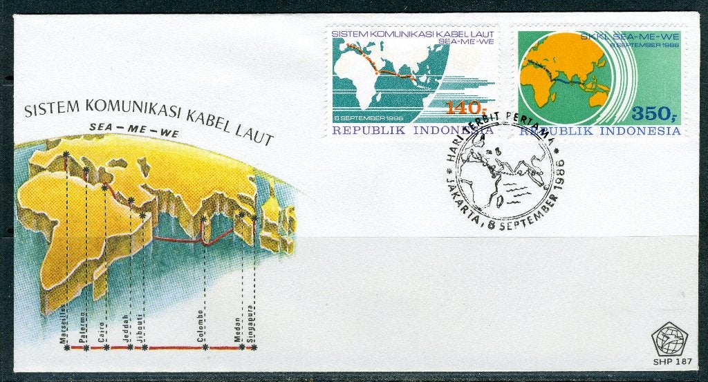 INDONESIE: ZB 1272/1273 FDC 1986 Communicatiesysteem, Verzenden, Gestempeld, Zuid-Azië