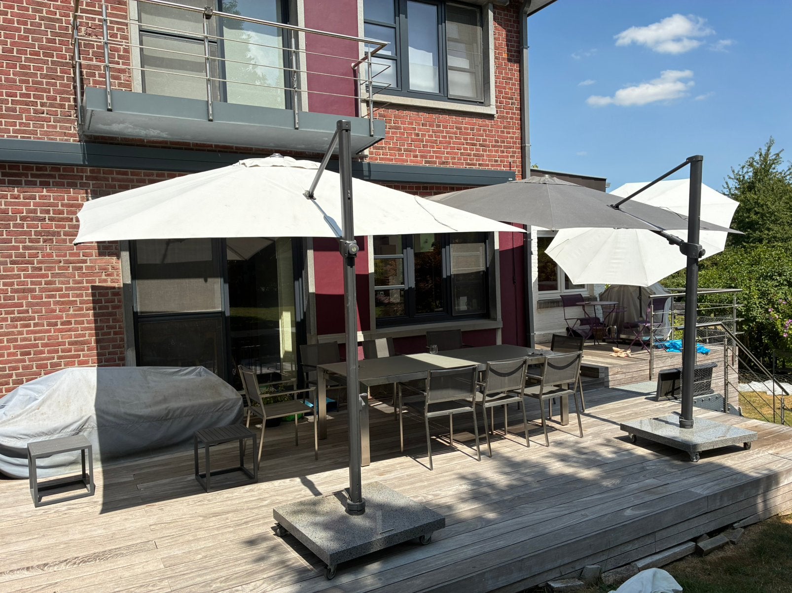 2 parasols déportés 4Seasons siesta premium, Jardin & Terrasse, 3 à 4 mètres, Comme neuf, Enlèvement, Inclinable