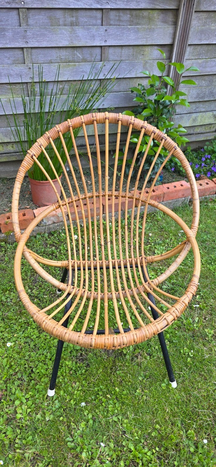 ​ Fauteuils Coquille Vintage en Rotin – Années 60/70, Enlèvement