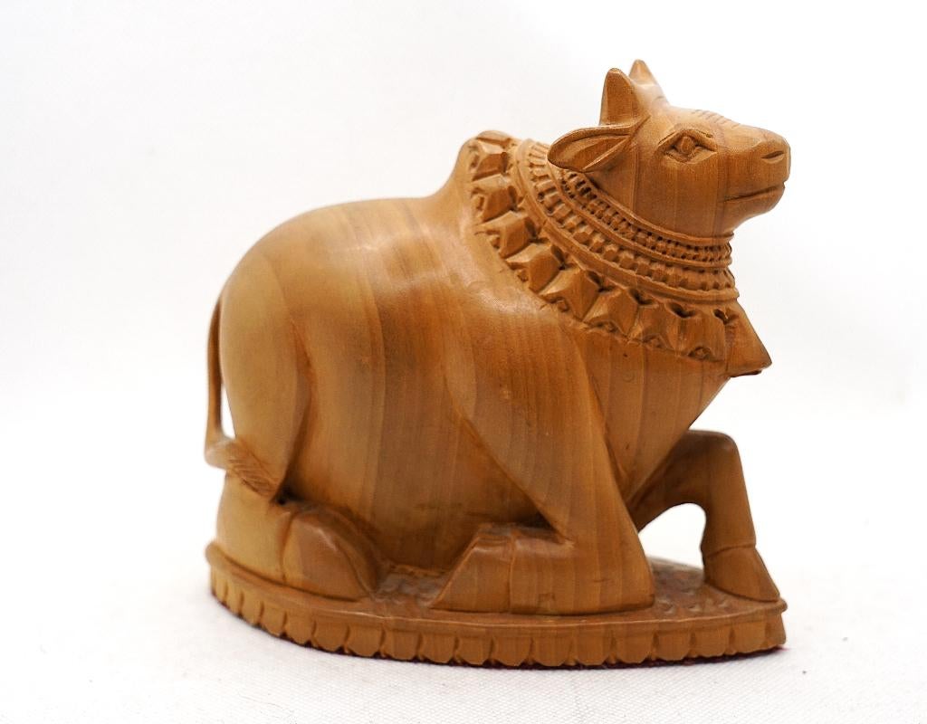 Houten Nandi figuur India, Minder dan 20 cm, Ophalen of Verzenden, Beeld, Hout