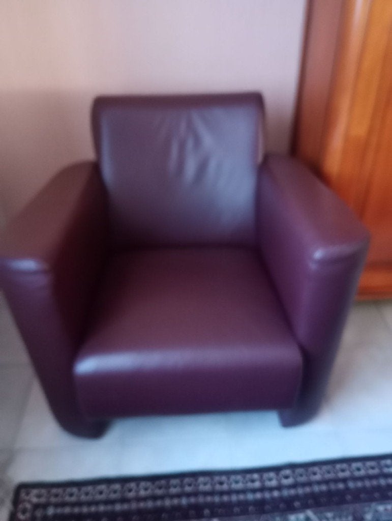 Comfortabel zeteltje in leder, Huis en Inrichting, Fauteuils, Ophalen, Gebruikt, 75 tot 100 cm, Leer