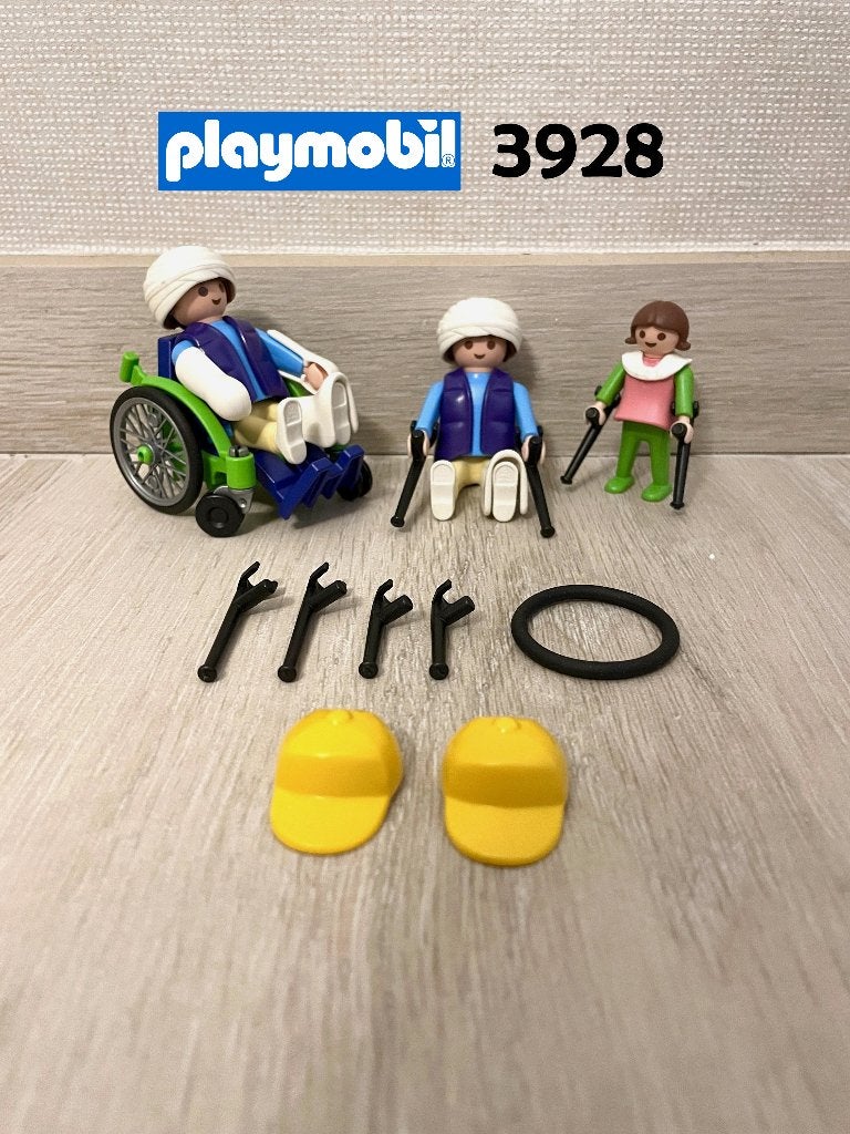 Playmobil setje 3928 Patiënt met rolstoel + extra mannetjes, Complete set, Ophalen of Verzenden, Zo goed als nieuw, Figuren
