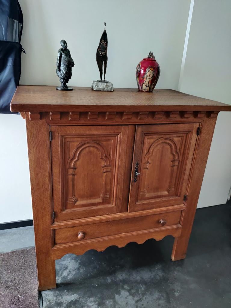Bureaukast met lade en leggers, Ophalen, Gebruikt, Eikenhout, Rustiek