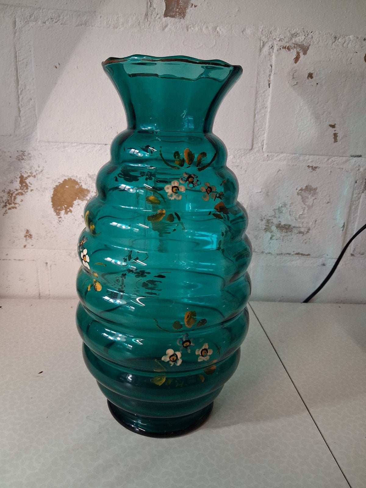 art deco glazen beschilderde vaas doyen, Antiek en Kunst, Ophalen