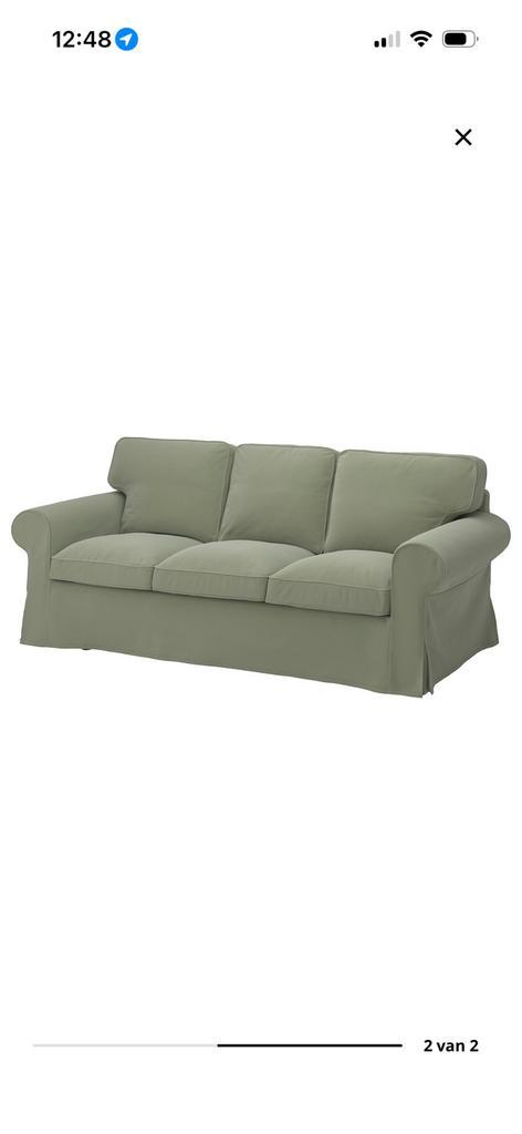 Ikea ektorp hoes grijs groen hakebo 3 zit, Huis en Inrichting, Zetels | Zetels, Ophalen, Zo goed als nieuw, Hoekbank