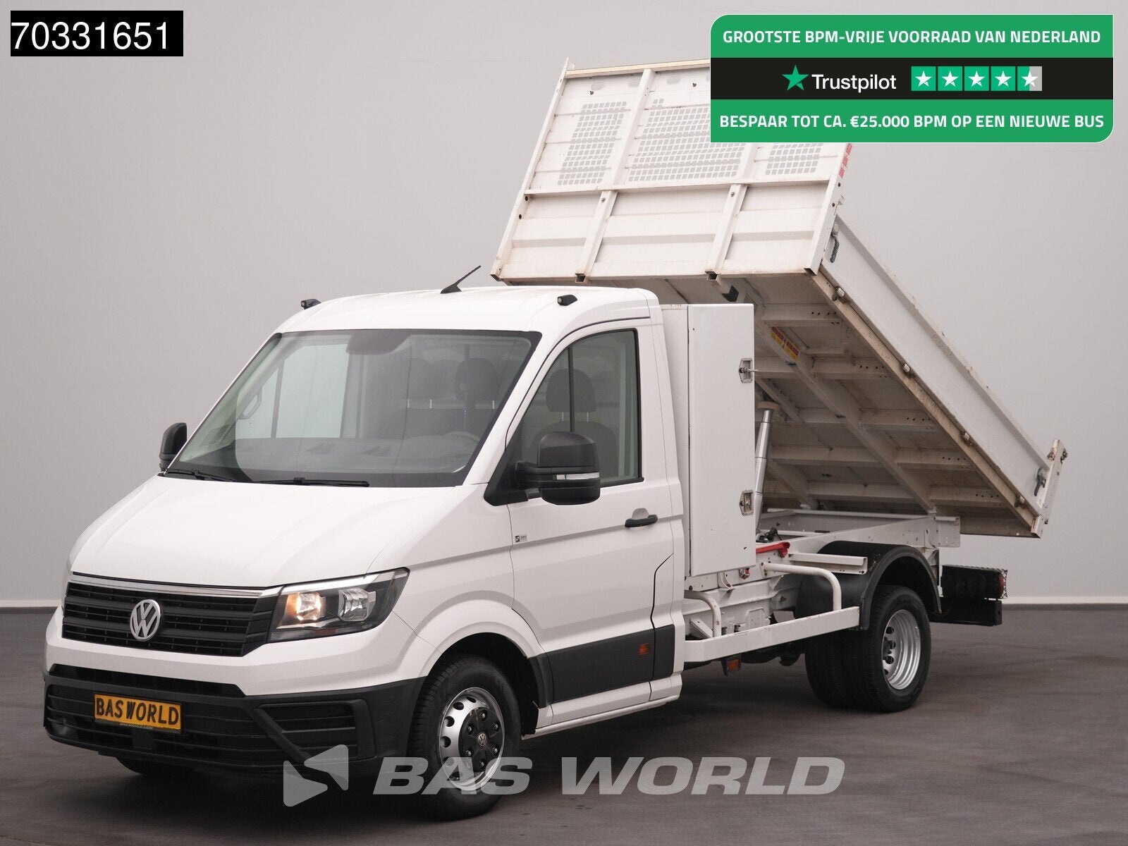 Volkswagen Crafter 177pk Kipper met Kist Dubbellucht 3,5t Tr, Stof, Gebruikt, Euro 6, 4 cilinders