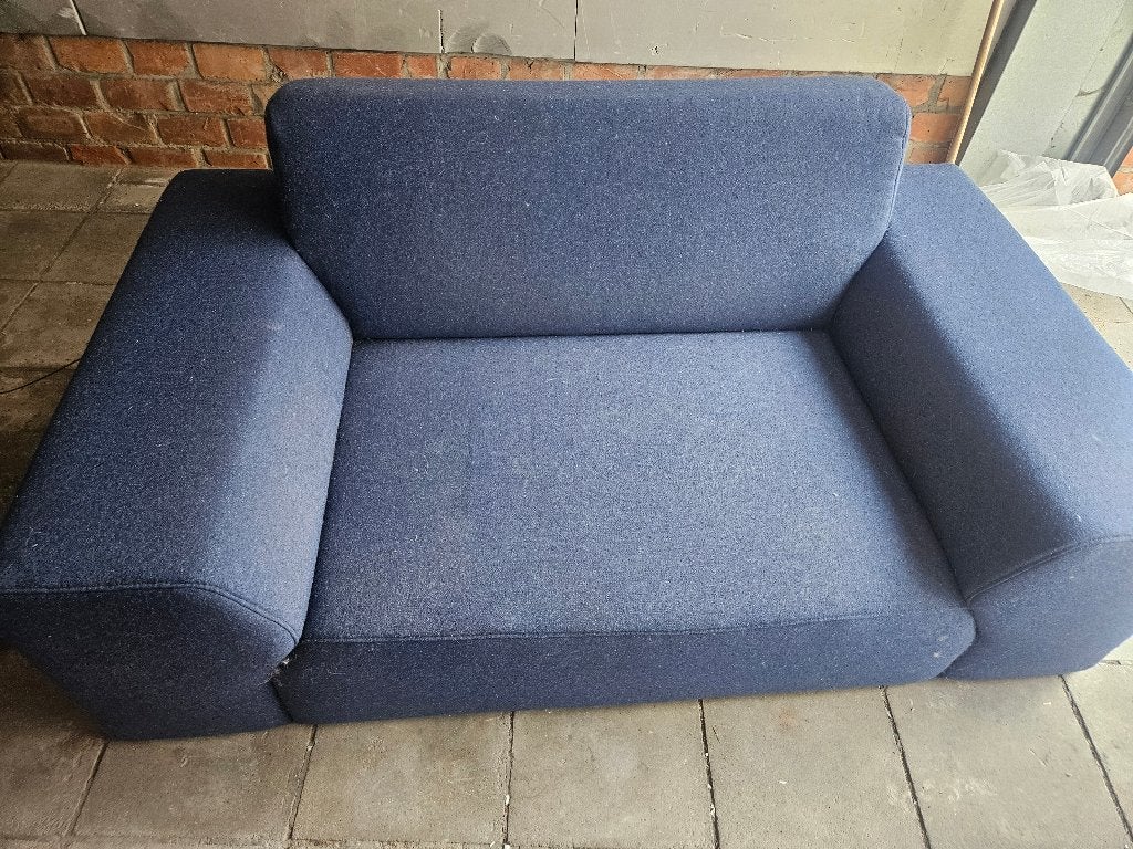 Blauwe stoffen fauteuil (1,5-zits zetel), Ophalen, Gebruikt, Stof