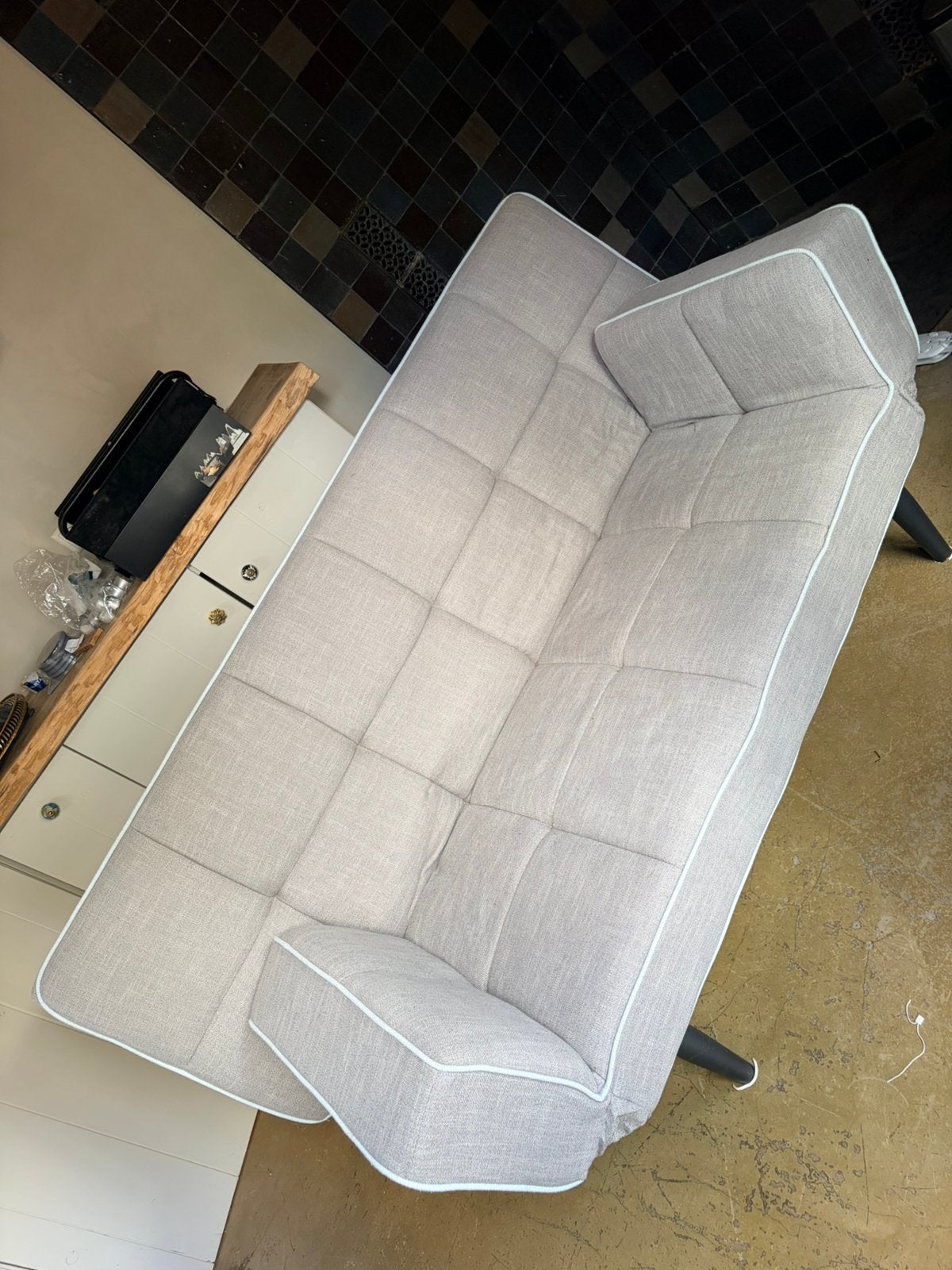 Slaapbank van Beter Bed - Miami model, zo goed als nieuw, Ophalen, Zo goed als nieuw, Grijs, 120 cm