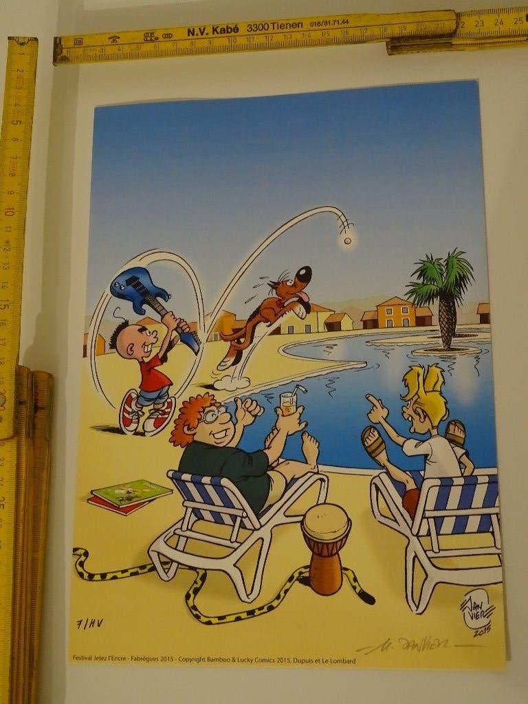 Ex-Libris BD Janvier Musicos Rantanplan Fabrègues 2015, Livres, BD, Enlèvement ou Envoi, Utilisé