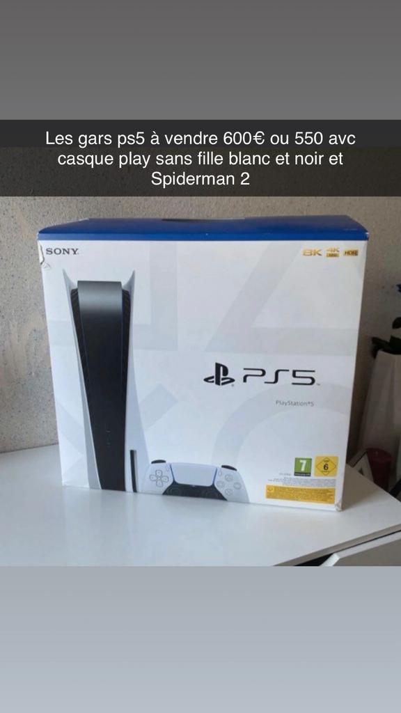 Ps5 casque ps5 sans fille et call of duty et spiderman 2, Envoi, Comme neuf, Playstation 5