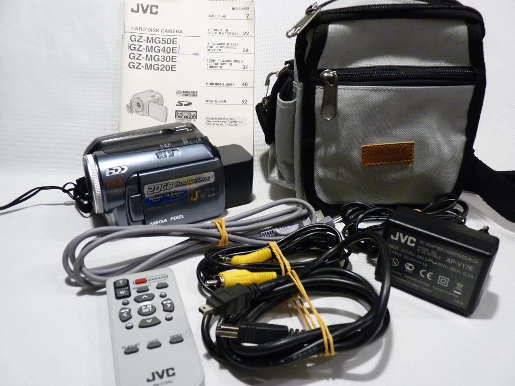JVC GZ-MG40E, 20 Go+SD, batterie, adaptateur, zoom 15x, F1.2, TV, Hi-fi & Vidéo, Disque dur, Enlèvement ou Envoi, Caméra, Comme neuf