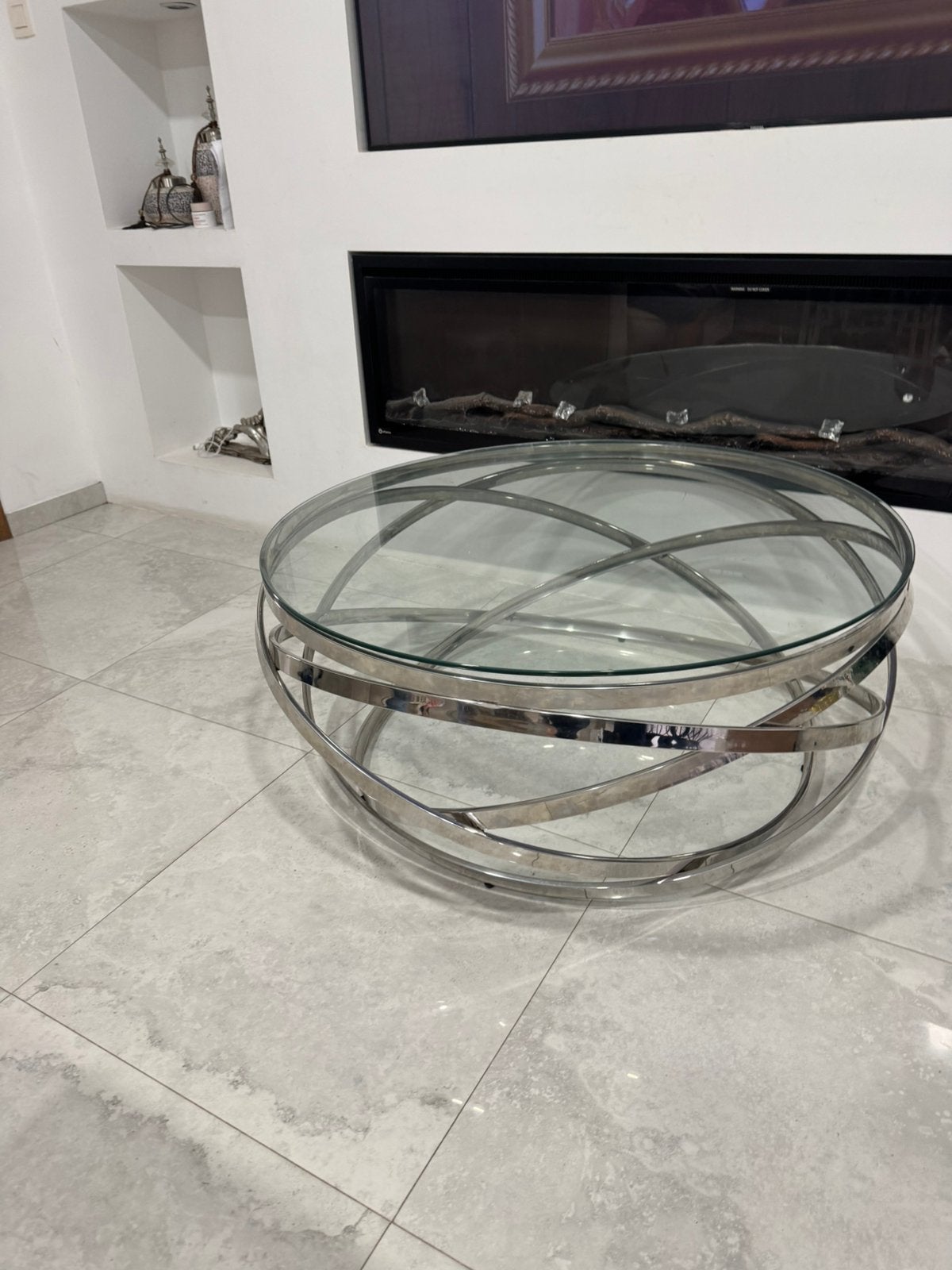 Salon tafel glas en grijs, Ophalen, Zo goed als nieuw, Glas