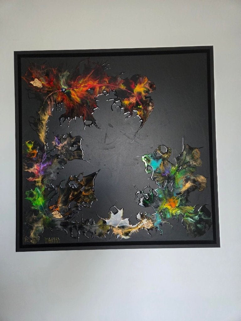 Origineel Werk MarHa (Marleen Haertjens)  "Inferno" 80x80, Antiek en Kunst, Kunst | Schilderijen | Modern, Ophalen, Abstract, Handgeschilderd