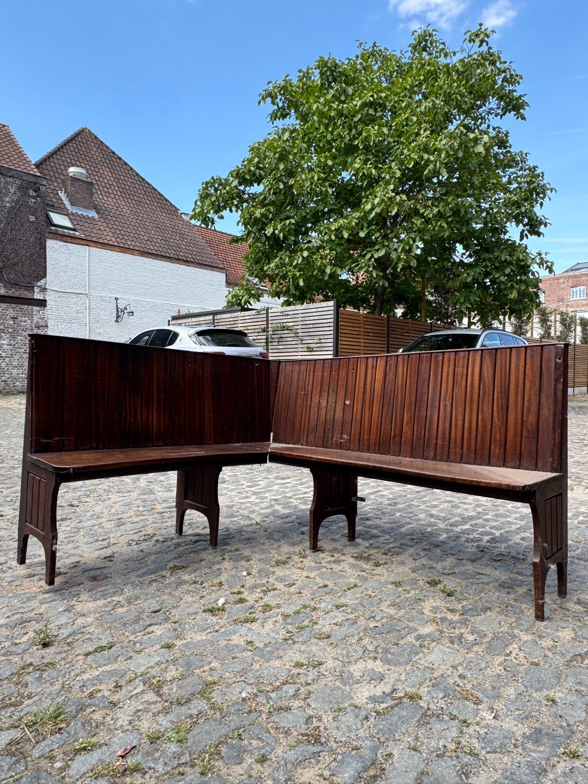 Antieke houten hoekzitbank – 160 x 140 cm, Antiek en Kunst, Ophalen