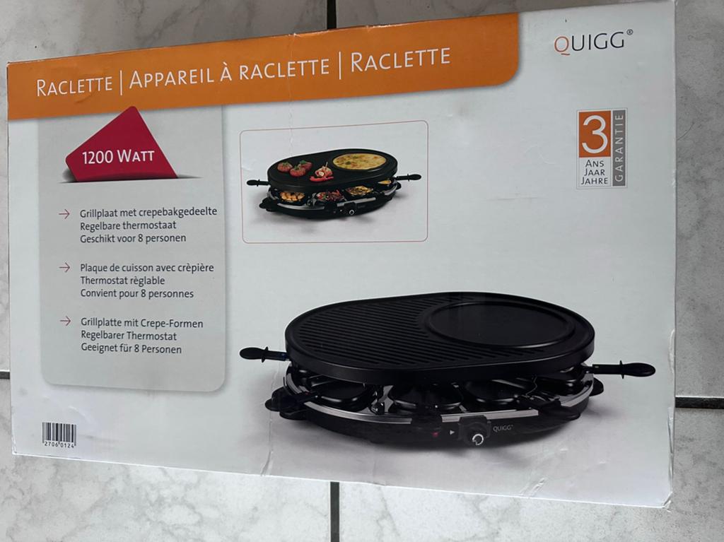 Appareil à raclette QUIGG - NEUF - 8 pers, Electroménager, Appareils à gourmet, Comme neuf, Enlèvement