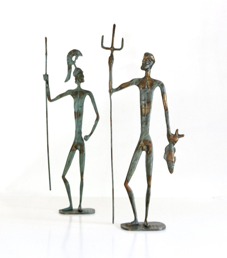 2 bronzen beelden - Handmade in Greece - God of the Sea, Antiek en Kunst, Ophalen of Verzenden, Brons
