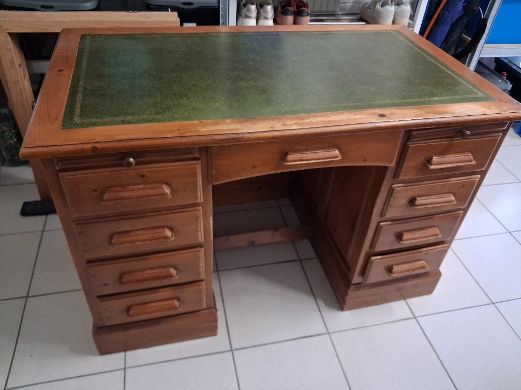 Houten bureau 8 lades, Ophalen, Gebruikt, Hout, Bruin