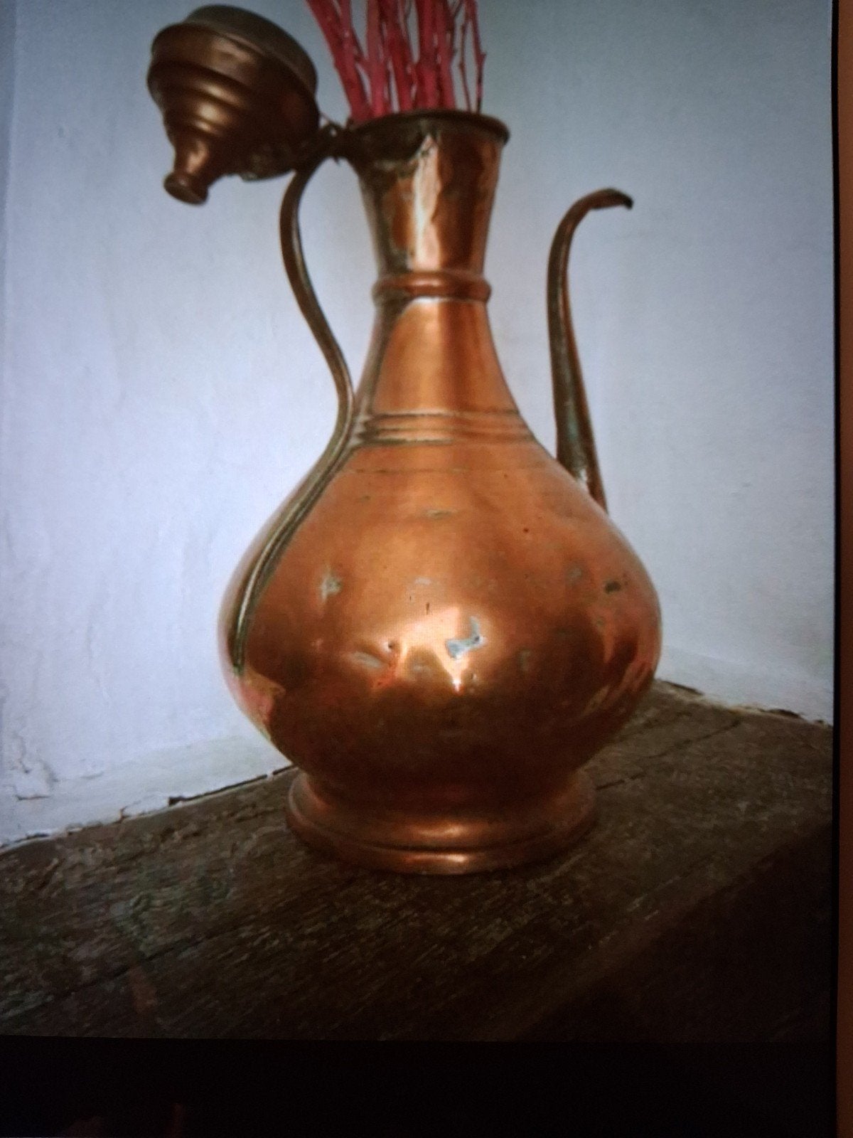 Grote roodkoperen koffiepot met deksel +/- 30/35 cm, Ophalen of Verzenden, Koper