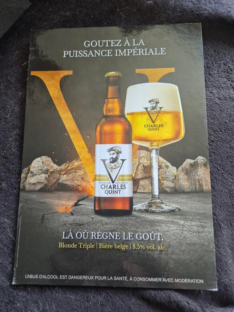 Kartonnen reclame Charles quint keizer karel, Verzamelen, Biermerken, Verzenden