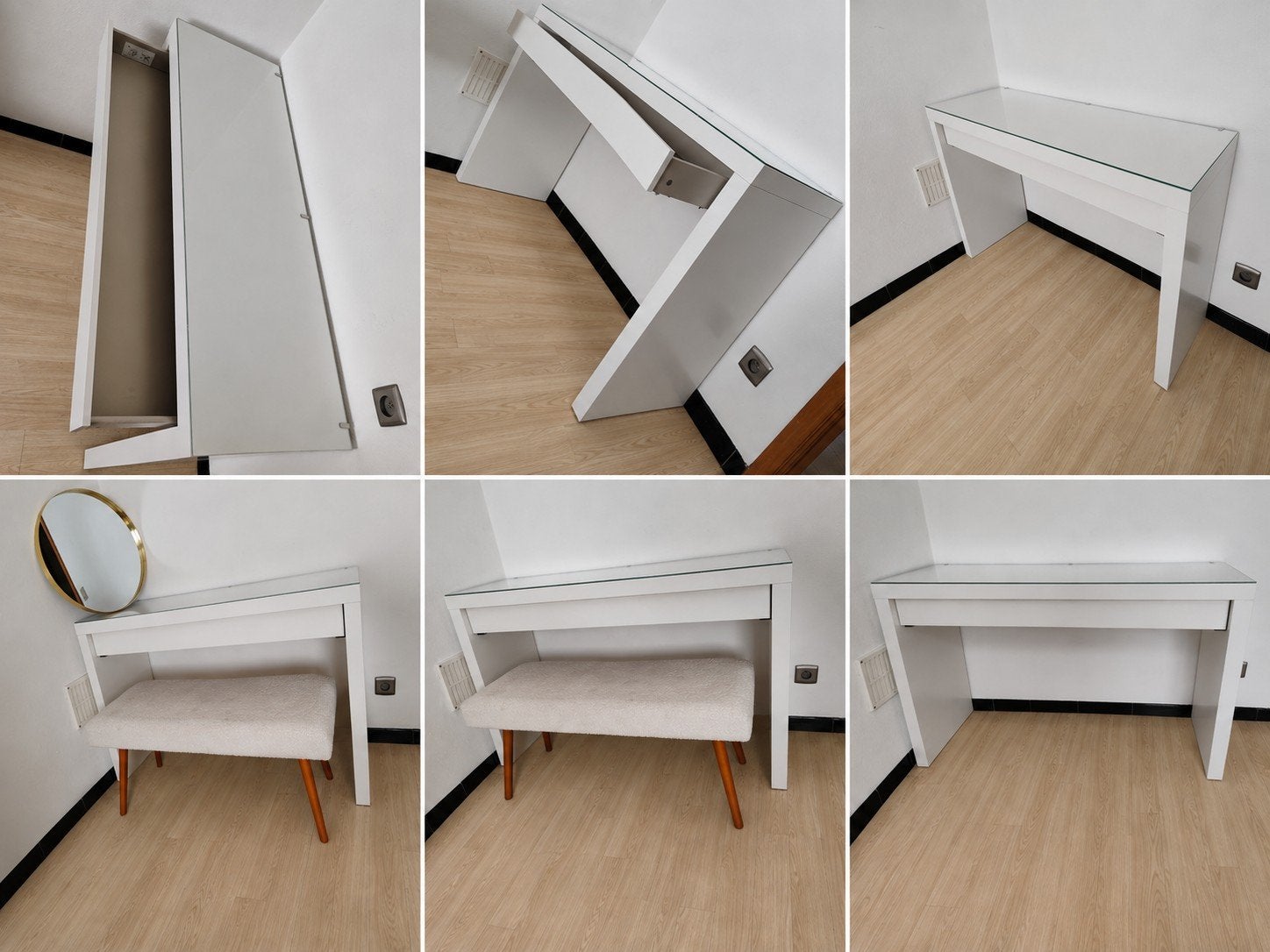 IKEA MALM kaptafel met spiegel en kruk, Ophalen, Zo goed als nieuw