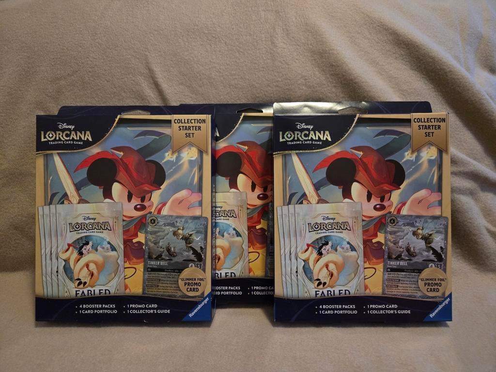 Lot de 3 kits de démarrage Disney Lorcana : Fabled Collectio, Enlèvement, Neuf, Booster, Foil