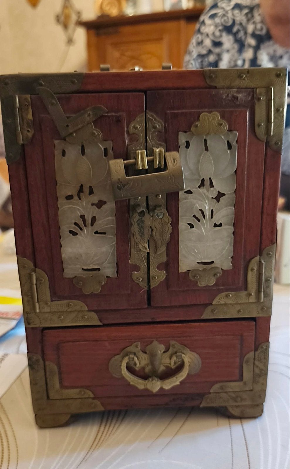 Coffre à bijoux avec cadenas en laiton., Antiquités & Art, Enlèvement