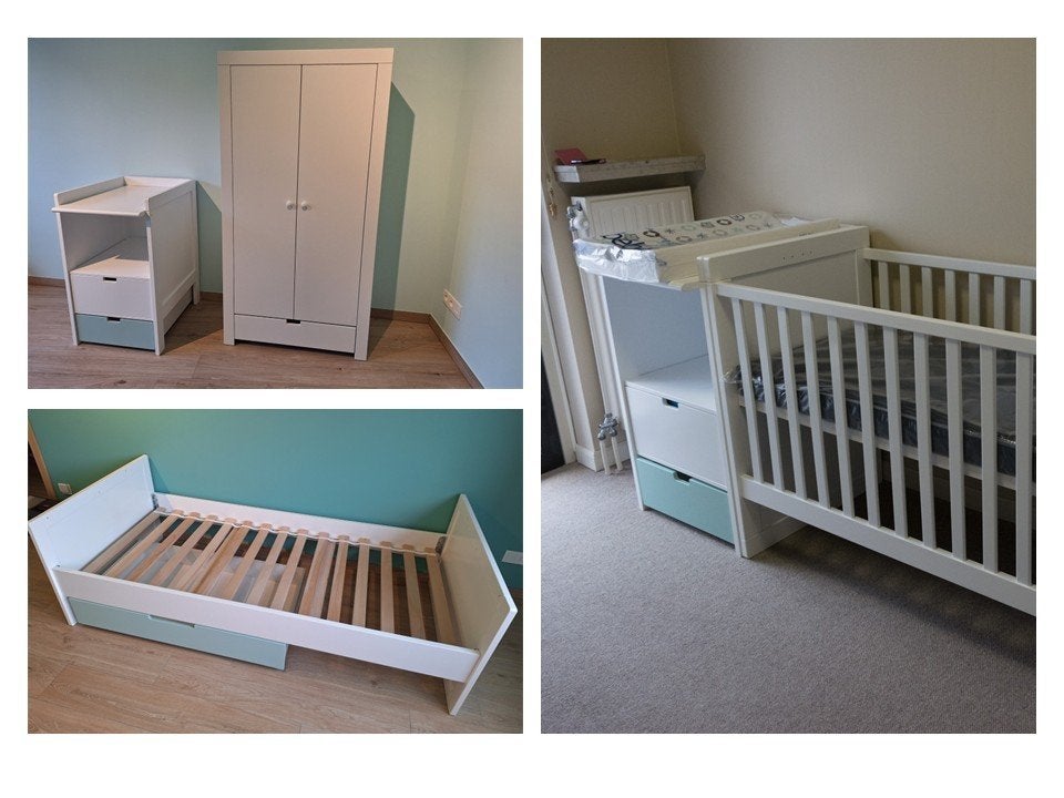 Babykamer: babybed-meegroeibed, verzorgingstafel, kleerkast, Enlèvement, Utilisé, Garçon ou Fille