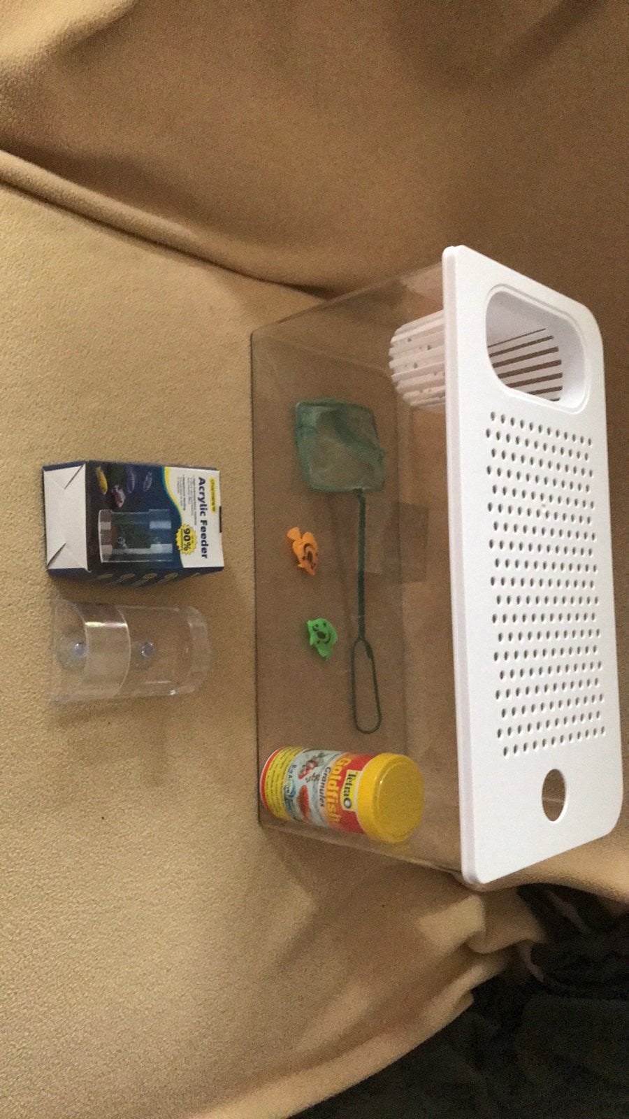 Aquarium 40/20/20 cm + accessoires et nourriture, Zo goed als nieuw