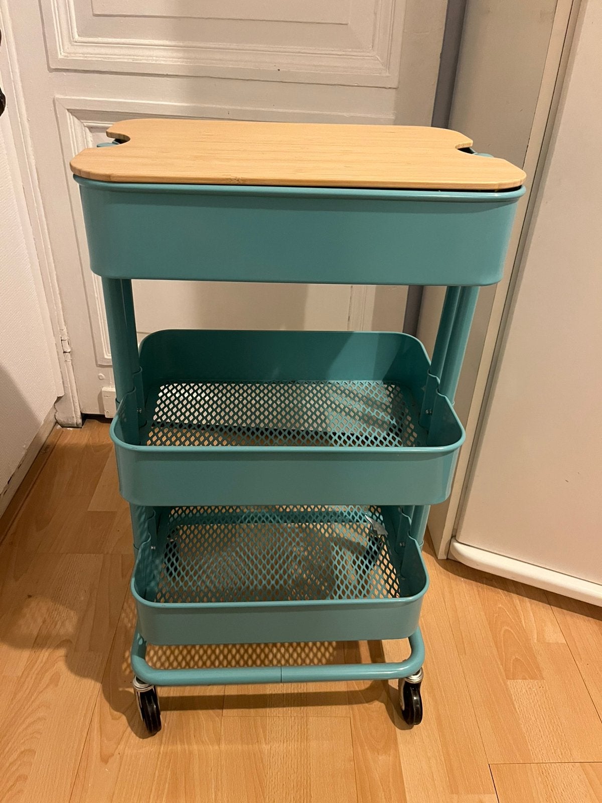 Raskog ikea rolkastje met bamboe deksel, Ophalen, Zo goed als nieuw