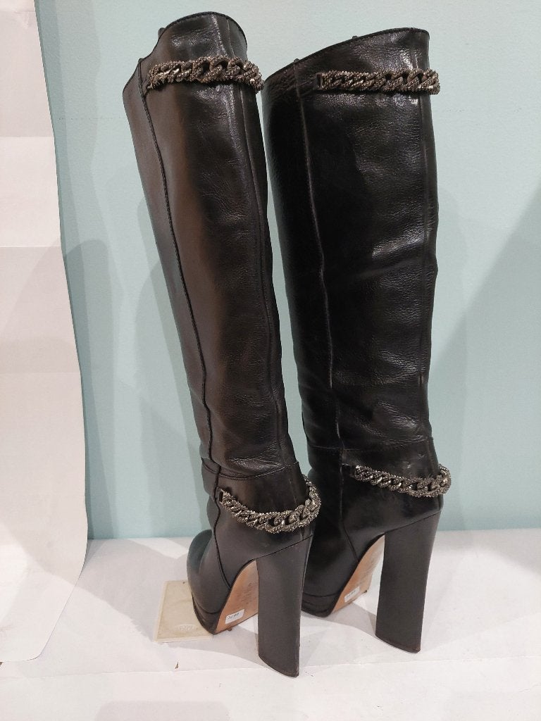 667C* Casadei - sexy zwarte leren laarzen (35), Hoge laarzen, Verzenden, Zwart, Gedragen