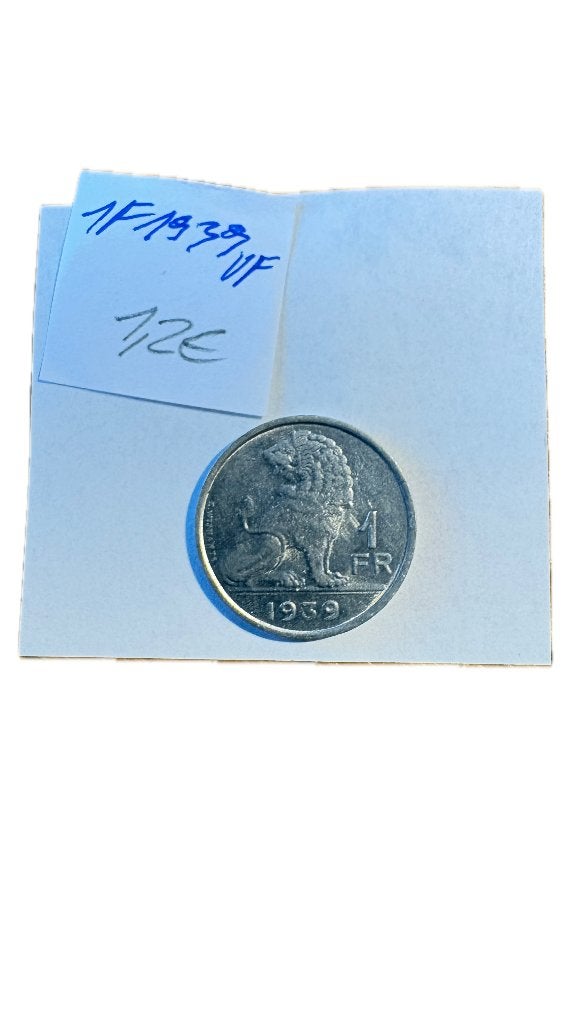 LEOPOLD III: 1 FRANK 1939VF, Postzegels en Munten, Ophalen of Verzenden